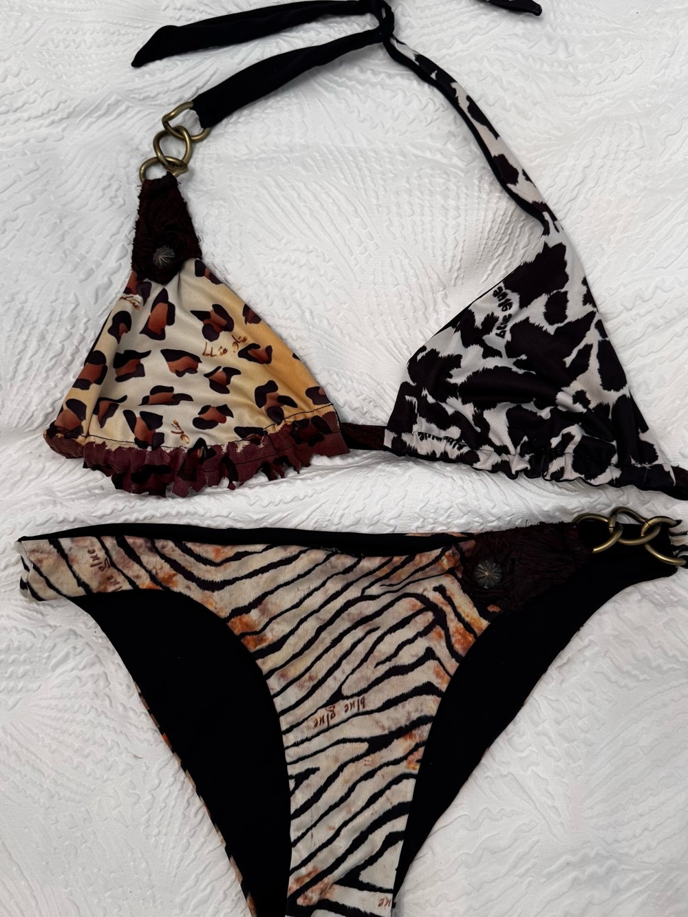 Blue Glue Leopard & Zebra Print With Leather & Chain Detail Size M - Picture 2 of 14